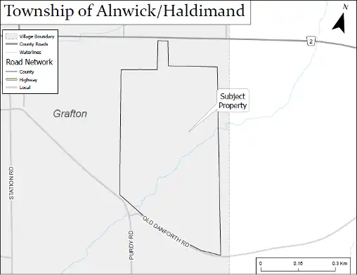 Map showing location of subdivision application in the village of Grafton