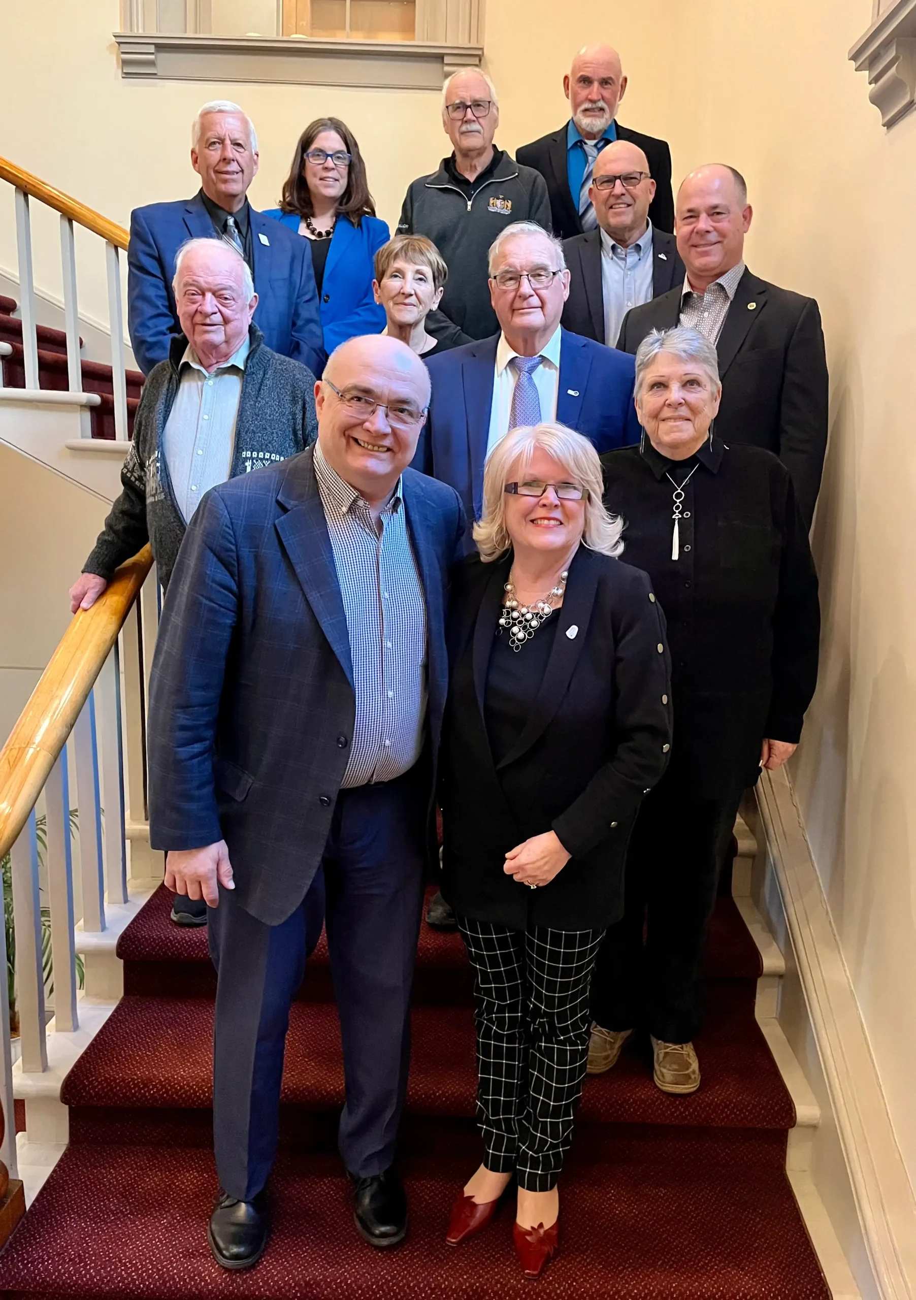 Featured left to right: Warden Ron Vandewal, Warden Nancy Peckford, Warden Bob Mullin, Warden Peter McLaren, Warden Henry Hogg, Warden Mandy Martin, Mayor Doug Elmslie, Mayor Steve Ferguson, Warden Tony Fraser, EOWC Chair Peter Emon, EOWC Vice-Chair Bonnie Clark, Warden Liz Danielsen. Missing from photo: Warden Normand Riopel. 