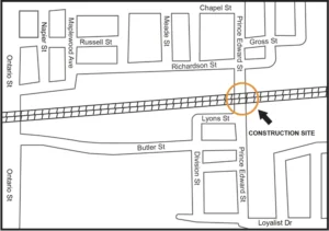 Map of the crossing and surrounding area 