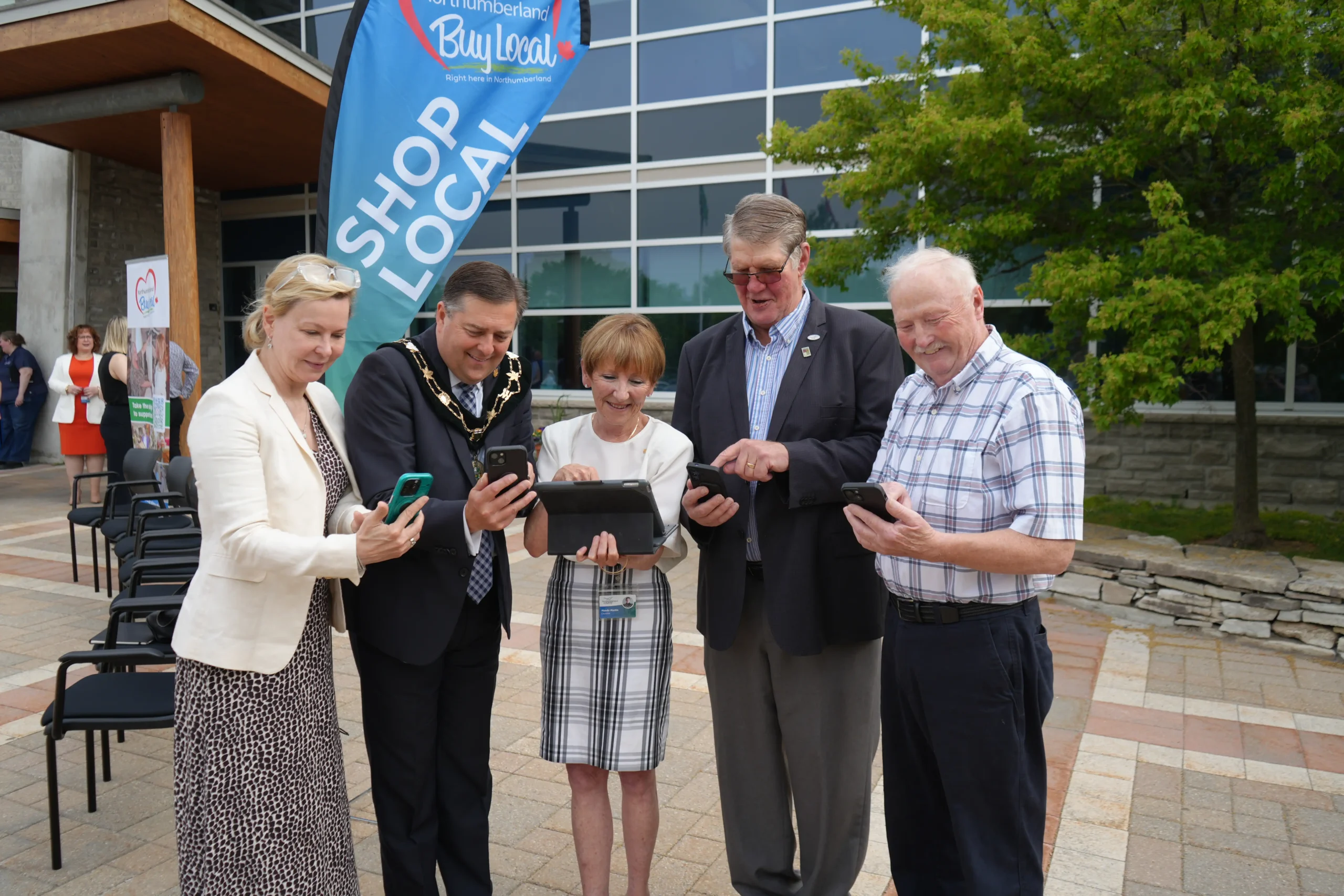 Members of Northumberland County Council signing the pledge outside of Northumberland County headquarters