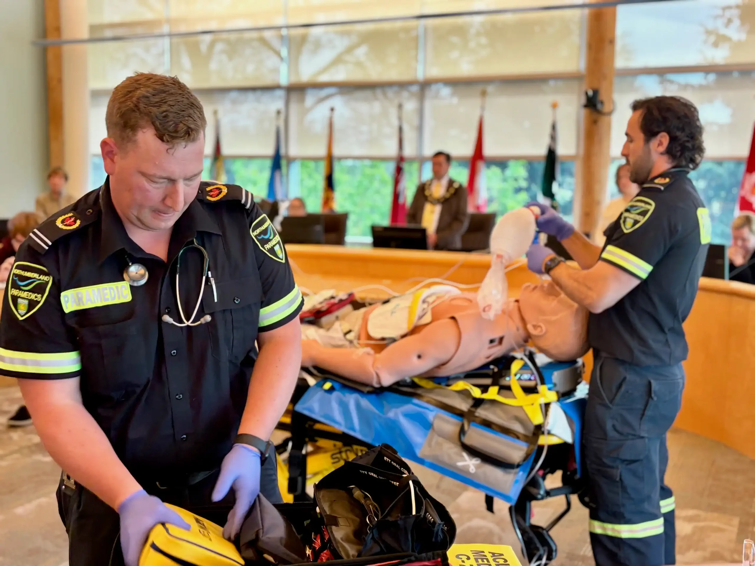 Northumberland paramedics participating in the mock scenario 