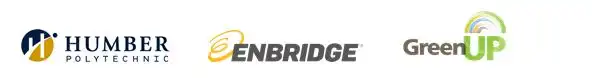 Humber Poletechnic, Enbridge and green Up logos 